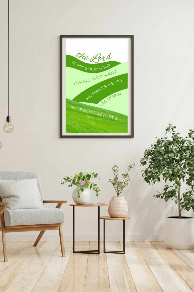 Bible Quote Art of Psalm 23 Christian Bible Scripture Art